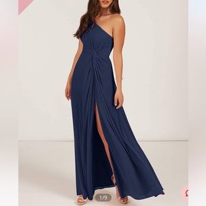 COPY - Azazie Brooke One shoulder dress Dark Navy